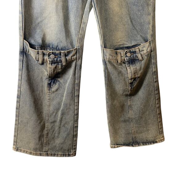 AELFRIC EDEN Men’s Distressed Wide Leg Cargo Jeans Size 30 Streetwear Y2K Retro - Picture 2 of 11